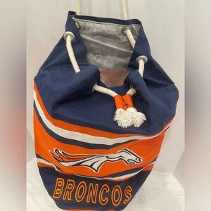 Heavy Duty Denver Broncos Hand carry or Backpack bag with drawstring.